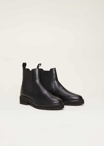 Phase Eight Casual Leather Pull On Boots Black Canada | HMCAUS-428